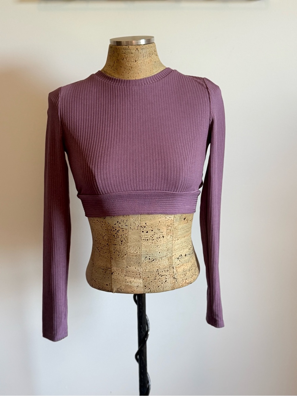 HYFVE Ribbed Long-Sleeve Crop Top - Mauve Purple
